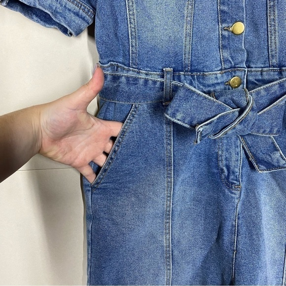 NWOT Avec Les Filles Denim Jean Boiler Romper Jumpsuit - Picture 7 of 12